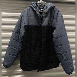 Billabong Max Puffet Jacket Men's Xl Black Blueish Purple Full Zip Hooded New